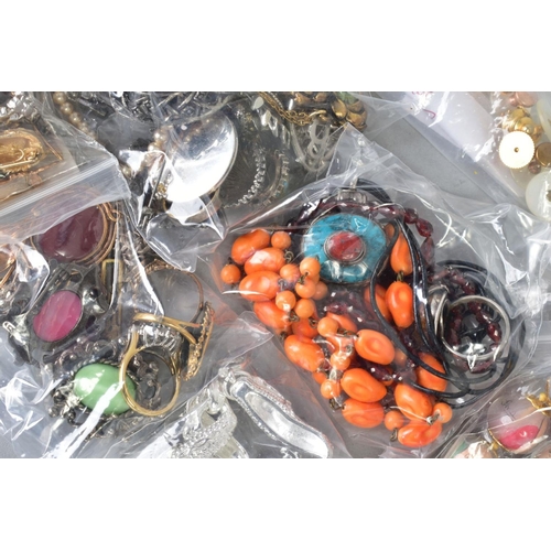 99 - A SELECTION OF COSTUME JEWELLERY, to include various imitation pearl necklaces, paste set rings, an ... 