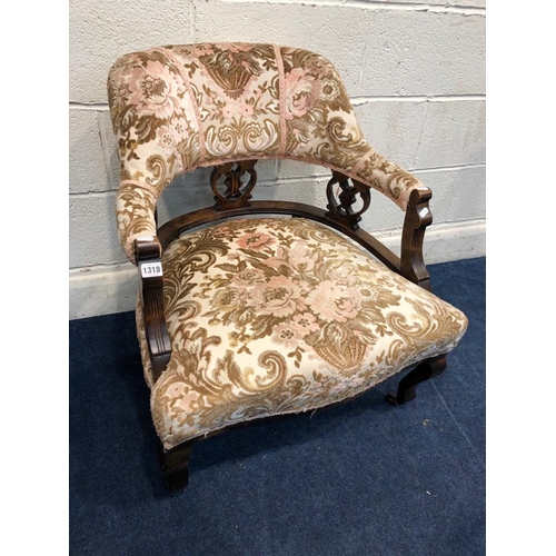 1318 - AN EDWARDIAN MAHOGANY ARCHED BACK BEDROOM CHAIR