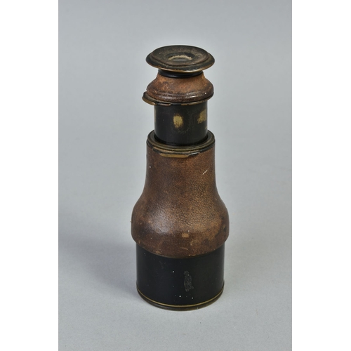 221A - OPTICAL INTEREST:- a Victorian leather bound single drawer monocular, stamped with retailers mark 'C... 