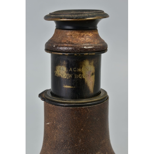 221A - OPTICAL INTEREST:- a Victorian leather bound single drawer monocular, stamped with retailers mark 'C... 