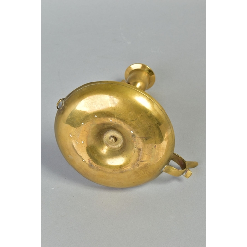 225A - NAUTICAL INTEREST: a late 19th/early 20th Century brass ship's chamberstick, gimbal mounted candle h... 