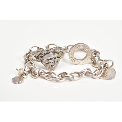 59 - A THOMAS SABO BRACELET TOGETHER WITH A SILVER HEART SHAPED RING, the Thomas Sabo charm bracelet with... 