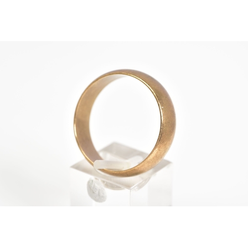 73 - A 9CT GOLD WIDE WEDDING BAND, the plain polished band, with a 9ct hallmark for London, ring size bey... 