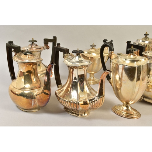 116 - A GROUP OF MOSTLY 20TH CENTURY SILVER PLATED HOLLOW WARES, all in late Georgian style, comprising a ... 