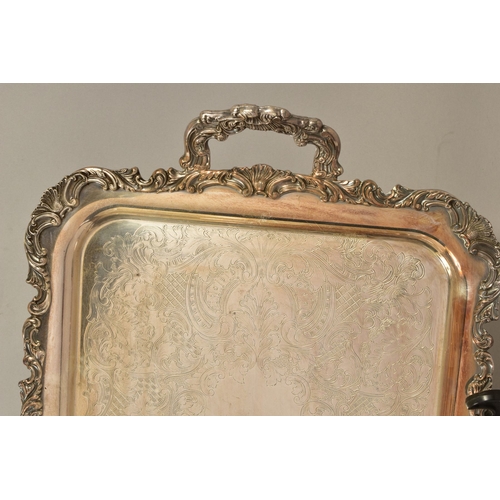 122 - A COMMUNITY PLATE 'ASCOT' TWIN HANDLED TRAY OF RECTANGULAR FORM, foliate edge and handles with raise... 