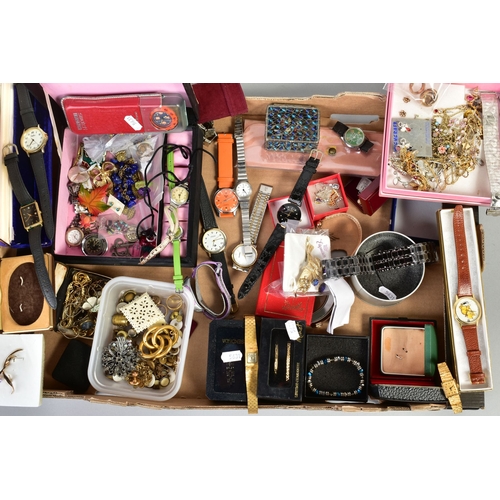 133 - A SELECTION OF ITEMS, to include three pairs of 9ct gold earrings and other yellow metal hoop earrin... 