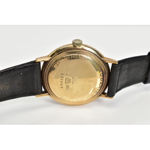 168 - A RODANIA AUTOMATIC WRISTWATCH, silvered dial with gold coloured baton markers, date window at three... 