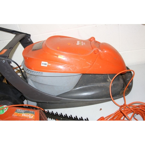 1106 - A FLYMO EASYGLIDE 300V LAWN MOWER (untested no cable), a Flymo Garden vac 2700WT turbo garden vac (P... 