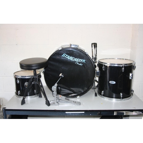 1129 - A STARCAST BY FENDER PARTIAL DRUM KIT, including 22'' x 16'' kick drum (no legs), a 16'' x 15'' floo... 