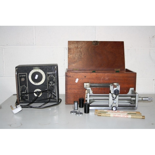 1145 - A J. SWIFT & SONS OPTICAL MEASURING INSTRUMENTS, (damaged adjuster) with original mahogany case, thr... 