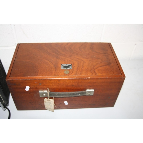 1145 - A J. SWIFT & SONS OPTICAL MEASURING INSTRUMENTS, (damaged adjuster) with original mahogany case, thr... 