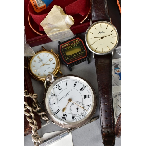 118 - A SELECTION OF WRISTWATCHES AND ITEMS, to include a Rotary watch case, an Auriol wristwatch, a ladie... 