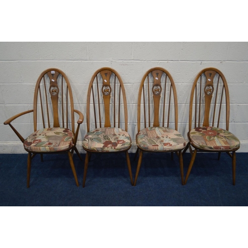 1201 - A SET OF FOUR ERCOL GOLDEN DAWN SWAN HOOP BACK CHAIRS including one carver (4)