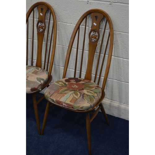 1201 - A SET OF FOUR ERCOL GOLDEN DAWN SWAN HOOP BACK CHAIRS including one carver (4)