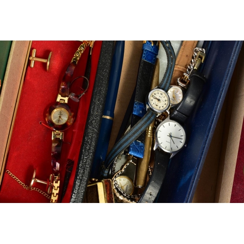 121 - A SELECTION OF ITEMS, to include a mechanical hand wound Rotary wristwatch, with subsidiary dial at ... 