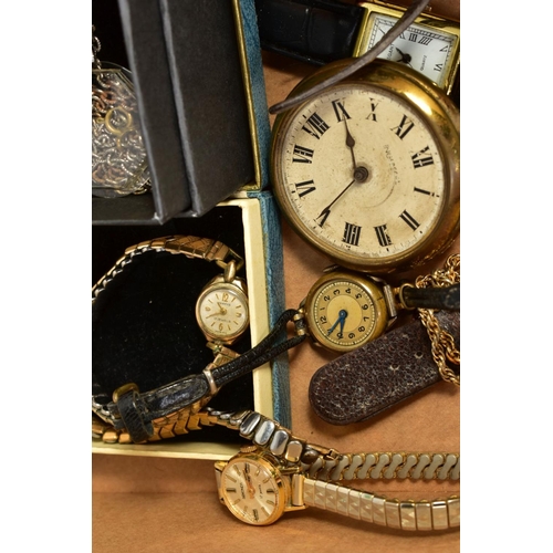 121 - A SELECTION OF ITEMS, to include a mechanical hand wound Rotary wristwatch, with subsidiary dial at ... 