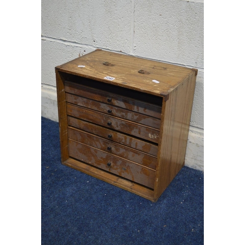 1242 - A MID 20TH CENTURY OAK ENGINEERS CHEST, of six drawers (no door)