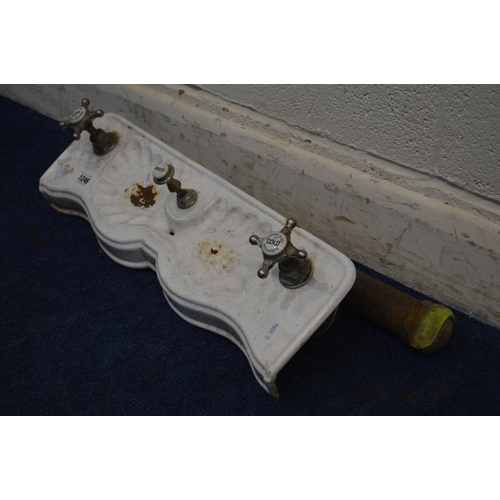 1246 - A VICTORIAN PAINTED CAST IRON DOUBLE TRAY SOAP WITH CHROME TAPS