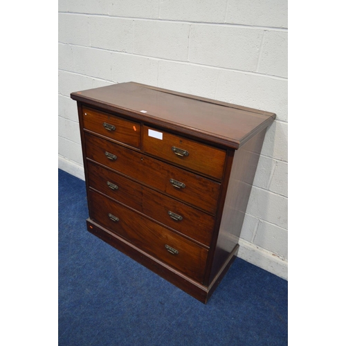 1250 - AN EDWARDIAN MAHOGANY CHEST OF TWO SHORT AND THREE LONG GRADUATING DRAWERS, width 109cm x depth 54cm... 