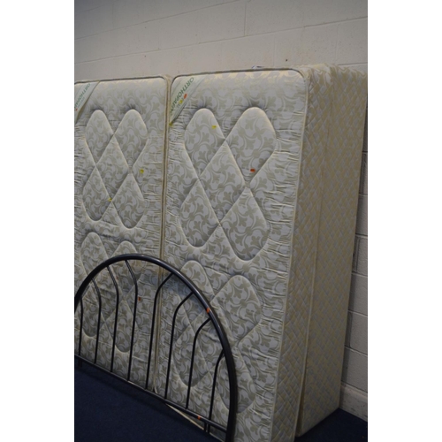 1263 - THREE SINGLE DIVAN BED WITH SPECIAL ORTHOPAEDIC MATTRESSES, and a metal 4' headboard (4)