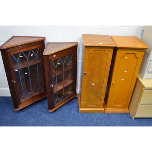 1273 - A PAIR OF MODERN BEECH TWO DRAWER BEDSIDE CABINETS, together with a pair of cherrywood single door c... 