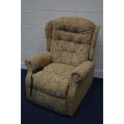 1281 - A CELEBRITY FLORAL UPHOLSTERED ELECTRIC RISE AND RECLINE ARMCHAIR (PAT pass and working)