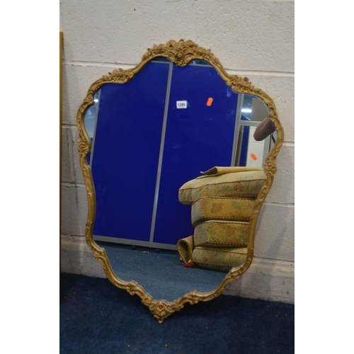 1285 - A FOLIATE GILT FRAMED WALL MIRROR, 69cm x 96cm and another gilt wall mirror (2)