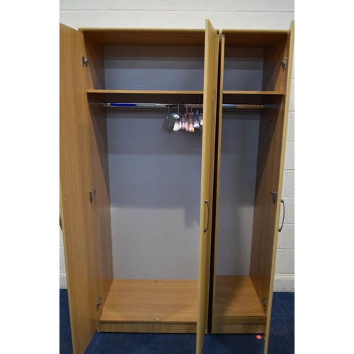 1292 - A MODERN TRIPLE DOOR WARDROBE, width 115cm x depth 56cm x height 197cm