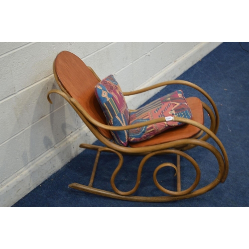 1293 - AN EARLY TO MID 20TH CENTURY BEECH BENTWOOD STYLE ROCKING CHAIR