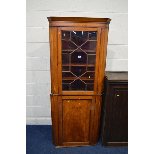 1295 - A GEORGIAN AND LATER OAK DOUBLE DOOR LINEN PRESS TOP, width 144cm x depth 66cm x height 116cm, toget... 