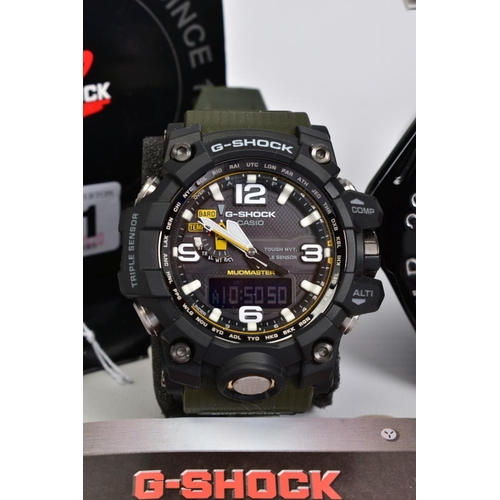 131 - A CASIO G-SHOCK MUDMASTER WRISTWATCH, black multifunctional dial with quarterly Arabic numerals, fit... 