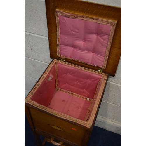 1313 - AN EARLY TO MID 20TH CENTURY OAK WORK SEWING BOX, with a single drawer, approximate 41cm squared x h... 