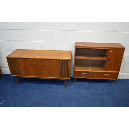 1315 - A MID 20TH CENTURY TEAK GLAZED BOOKCASE, with a single door, above two drawers, approximate width 91... 