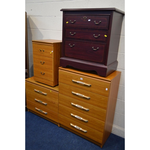 1318 - A MODERN CHEST OF FIVE LONG DRAWERS, together with a matching three drawer chest, another similar be... 