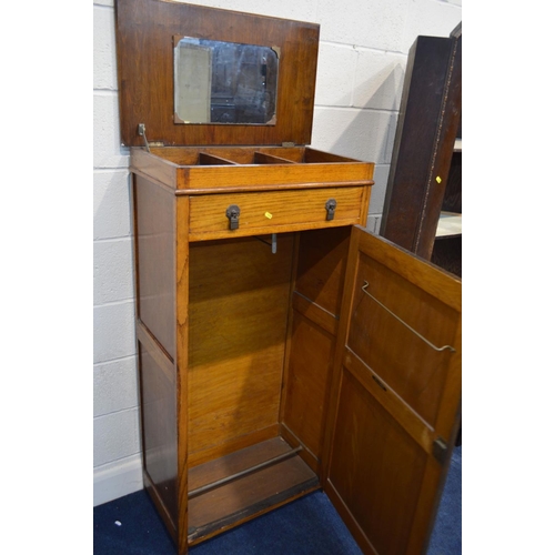 1320 - A MID 20TH CENTURY OAK PANELLED HALL CORNER CUPBOARD, width 80cm x depth 50cm x height 188cm, togeth... 