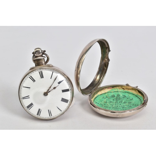 134 - A PAIR CASED SILVER POCKET WATCH, dated London 1846, movement signed Henry Carton Ripon, cased stamp... 