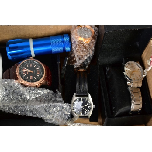 141 - A BOX OF WRISTWATCHES, to include a Pulsar Chronograph wristwatch, two Avi-8 watches, a GT automatic... 