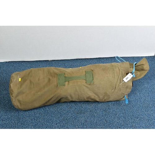 147 - LARGE KIT BAG containing jackets and trousers, believed to be Royal Navy post WWII work smocks, five... 