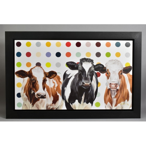 311 - HAYLEY GOODHEAD (BRITISH CONTEMPORARY) 'DAMIENS HERD' a limited edition print on canvas 40/195, cows... 