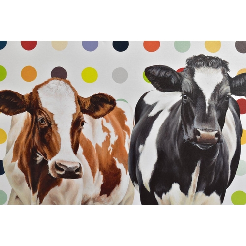 311 - HAYLEY GOODHEAD (BRITISH CONTEMPORARY) 'DAMIENS HERD' a limited edition print on canvas 40/195, cows... 