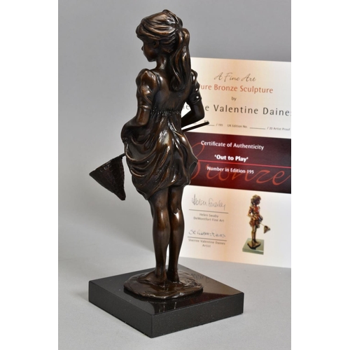 325 - SHERREE VALENTINE DAINES (BRITISH 1959) 'OUT TO PLAY' a limited edition bronze sculpture of a girl h... 