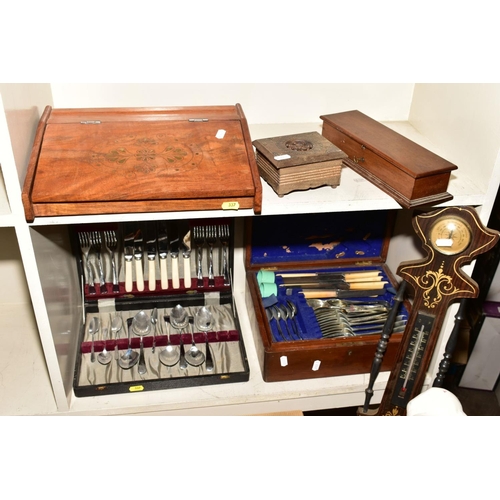 337 - A GROUP OF MISCELLANEOUS ITEMS to include a cased Brexton picnic set, cased portable Lilliput typewr... 