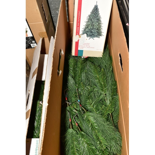 366 - FOUR BOXED ARTIFICIAL CHRISTMAS TREES, one 1.20m pre lit, two 4 1/2ft and one 6ft (4)