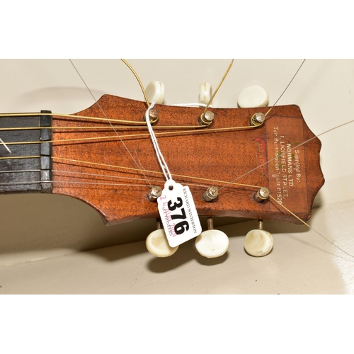 376 - AN ARCH TOP JAZZ ACOUSTIC GUITAR, with laminated top containing holes, foating rosewood bridge, nick... 