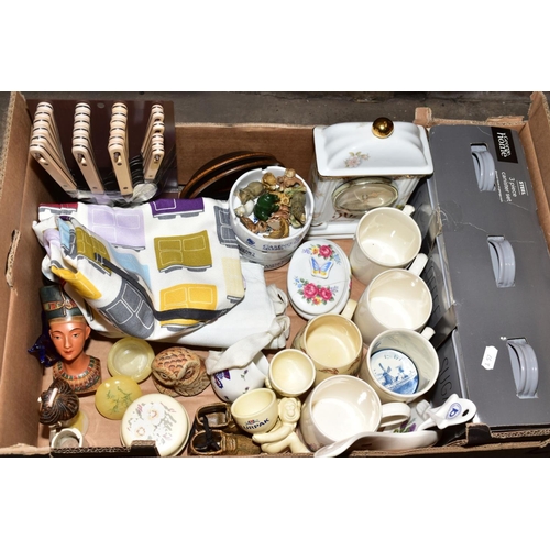 383 - FIVE BOXES OF CERAMICS, GLASSWARE etc, including eight Wedgwood David Shepherd Wildlife collection p... 