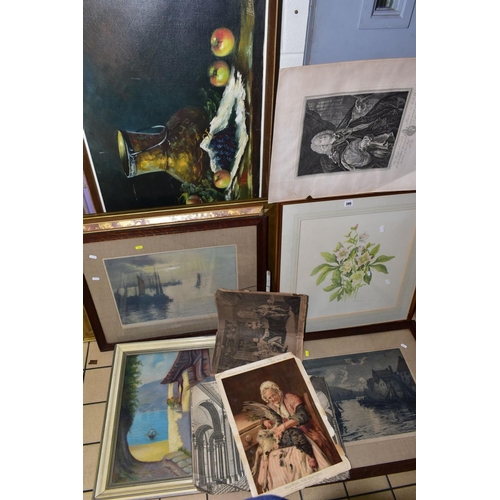 395 - PAINTINGS AND PRINTS, etc, to include a pair of Auguste Lafitte Aquatint etchings, signed to lower m... 