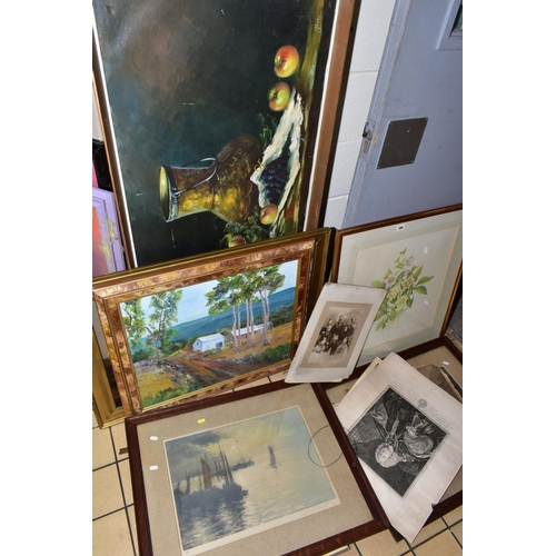 395 - PAINTINGS AND PRINTS, etc, to include a pair of Auguste Lafitte Aquatint etchings, signed to lower m... 