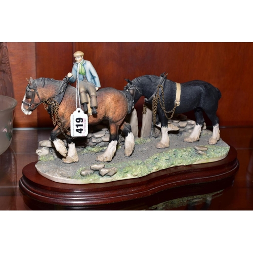 419 - A BORDER FINE ARTS SCULPTURE 'Coming Home' (two Shire Horses), JH9A, modeller Judy Boyt from All Cre... 