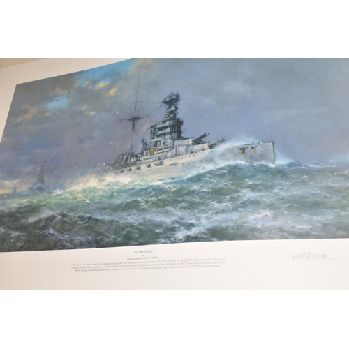 433 - DAVID SHEPHERD (BRITISH 1931-2017), 'Glory Days', a Limited Edition print, 89/850 of the Battleship ... 