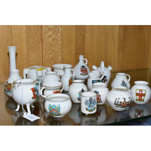 441 - NINETEEN PIECES OF W H GOSS CRESTED CHINA, 'Great Matlow', 'Sherringham', 'Brighton', 'Maldon', 'Com... 